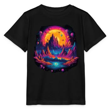 Futuristic life on planets - Stanley/Stella MINI CREATOR Kids’ T-Shirt - black - Front - Mikhail (115cm)