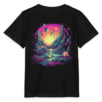 Futuristisch Leben auf Planeten - Stanley/Stella Kinder T-Shirt MINI CREATOR  - Schwarz - Vorne - Mikhail (115cm)