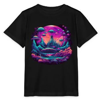 Futuristic life on planets - Stanley/Stella MINI CREATOR Kids’ T-Shirt - black - Front - Mikhail (115cm)
