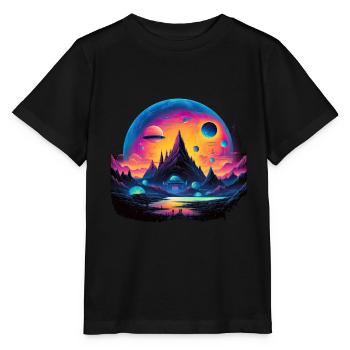 Vie futuriste sur les planètes - T-shirt bio MINI CREATOR Stanley/Stella Enfant - noir - Devant - Mikhail (115cm)