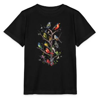 Observation des oiseaux Observateurs d’oiseaux Oiseaux - T-shirt bio MINI CREATOR Stanley/Stella Enfant - noir - Devant - Mikhail (115cm)