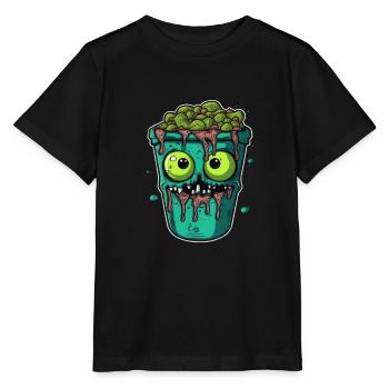 Tasse à café d’Halloween - tasse à café effrayante - T-shirt bio MINI CREATOR Stanley/Stella Enfant - noir - Devant - Mikhail (115cm)