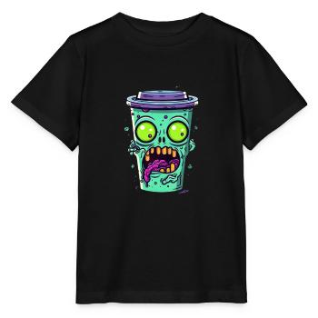 Tasse à café d’Halloween - tasse à café effrayante - T-shirt bio MINI CREATOR Stanley/Stella Enfant - noir - Devant - Mikhail (115cm)