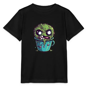 Tasse à café d’Halloween - tasse à café effrayante - T-shirt bio MINI CREATOR Stanley/Stella Enfant - noir - Devant - Mikhail (115cm)