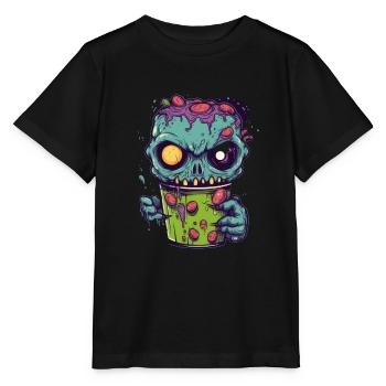 Tasse à café d’Halloween - tasse à café effrayante - T-shirt bio MINI CREATOR Stanley/Stella Enfant - noir - Devant - Mikhail (115cm)