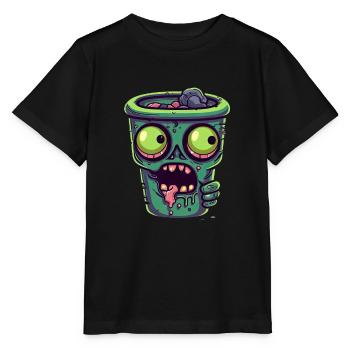 Tasse à café d’Halloween - tasse à café effrayante - T-shirt bio MINI CREATOR Stanley/Stella Enfant - noir - Devant - Mikhail (115cm)