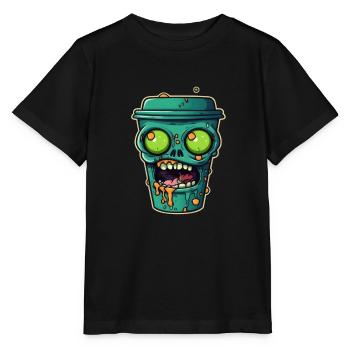 Tasse à café d’Halloween - tasse à café effrayante - T-shirt bio MINI CREATOR Stanley/Stella Enfant - noir - Devant - Mikhail (115cm)