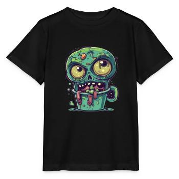 Tasse à café d’Halloween - tasse à café effrayante - T-shirt bio MINI CREATOR Stanley/Stella Enfant - noir - Devant - Mikhail (115cm)