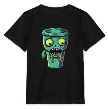 Tasse à café d’Halloween - tasse à café effrayante - T-shirt bio MINI CREATOR Stanley/Stella Enfant - noir - Devant - Mikhail (115cm)