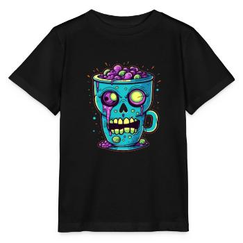 Tasse à café d’Halloween - tasse à café effrayante - T-shirt bio MINI CREATOR Stanley/Stella Enfant - noir - Devant - Mikhail (115cm)