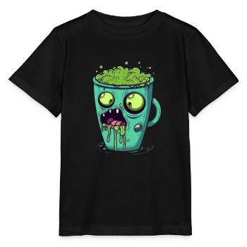 Tasse à café d’Halloween - tasse à café effrayante - T-shirt bio MINI CREATOR Stanley/Stella Enfant - noir - Devant - Mikhail (115cm)
