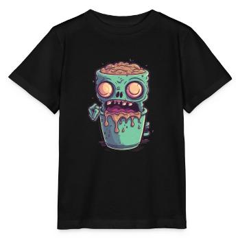 Tasse à café d’Halloween - tasse à café effrayante - T-shirt bio MINI CREATOR Stanley/Stella Enfant - noir - Devant - Mikhail (115cm)