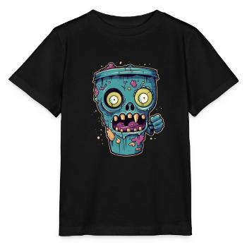 Tasse à café d’Halloween - tasse à café effrayante - T-shirt bio MINI CREATOR Stanley/Stella Enfant - noir - Devant - Mikhail (115cm)