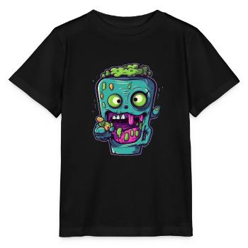 Tasse à café d’Halloween - tasse à café effrayante - T-shirt bio MINI CREATOR Stanley/Stella Enfant - noir - Devant - Mikhail (115cm)