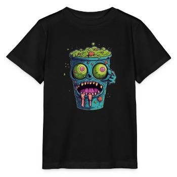 Tasse à café d’Halloween - tasse à café effrayante - T-shirt bio MINI CREATOR Stanley/Stella Enfant - noir - Devant - Mikhail (115cm)