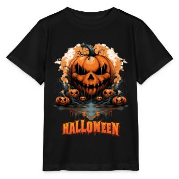 Halloween Jack O Lantern Pumpkin - Stanley/Stella MINI CREATOR Kids’ T-Shirt - black - Front - Mikhail (115cm)