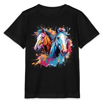 Horses, horses - Stanley/Stella MINI CREATOR Kids’ T-Shirt - black - Front - Mikhail (115cm)
