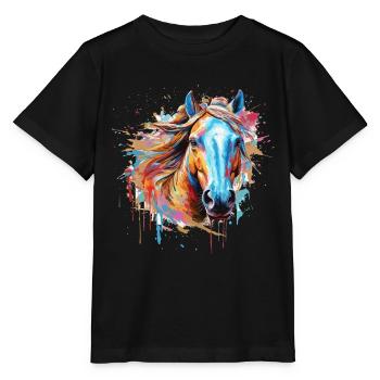 Pferd, Pferd - Stanley/Stella Kinder T-Shirt MINI CREATOR  - Schwarz - Vorne - Mikhail (115cm)
