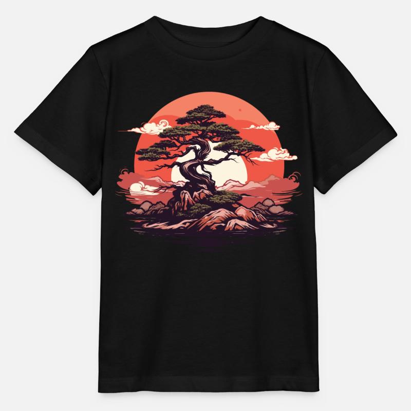Bonsaï Coucher de soleil - T-shirt bio MINI CREATOR Stanley/Stella Enfant - noir