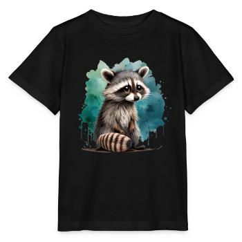 Cute raccoon - Stanley/Stella MINI CREATOR Kids’ T-Shirt - black - Front - Mikhail (115cm)