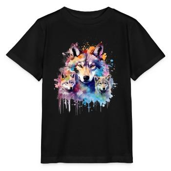 Wolfsfamilie, grauer Wolf, Jungtier - Stanley/Stella Kinder T-Shirt MINI CREATOR  - Schwarz - Vorne - Mikhail (115cm)