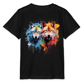 Zwei Wölfe - Stanley/Stella Kinder T-Shirt MINI CREATOR  - Schwarz - Vorne - Mikhail (115cm)