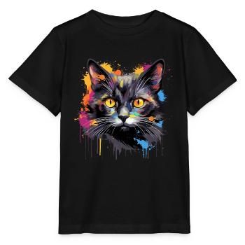 chat noir - T-shirt bio MINI CREATOR Stanley/Stella Enfant - noir - Devant - Mikhail (115cm)