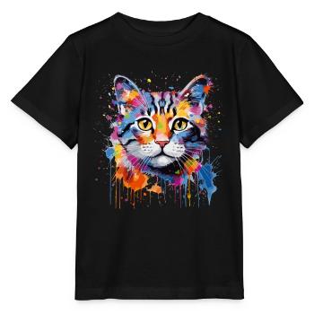 Chat mignon - T-shirt bio MINI CREATOR Stanley/Stella Enfant - noir - Devant - Mikhail (115cm)