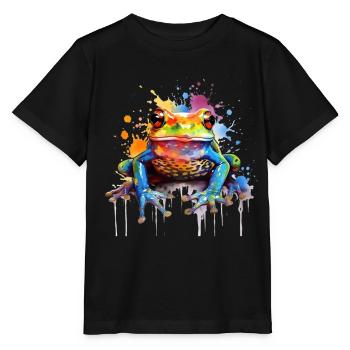 Colorful frog, frog - Stanley/Stella MINI CREATOR Kids’ T-Shirt - black - Front - Mikhail (115cm)