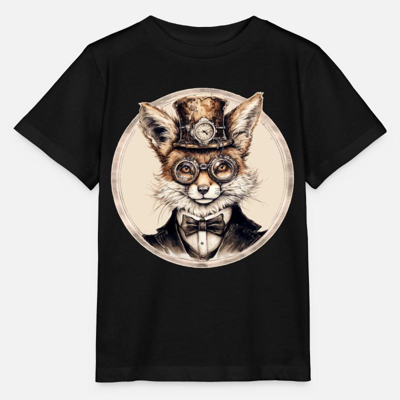 Renard steampunk - T-shirt bio MINI CREATOR Stanley/Stella Enfant - noir
