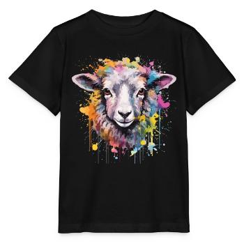 Mouton aquarelle avec splash - T-shirt bio MINI CREATOR Stanley/Stella Enfant - noir - Devant - Mikhail (115cm)