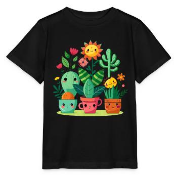 Plant friends - Stanley/Stella MINI CREATOR Kids’ T-Shirt - black - Front - Mikhail (115cm)
