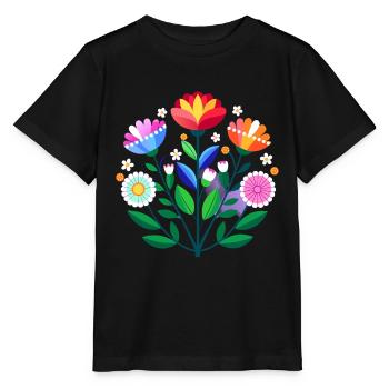 Subtile Bi Pride Blumen - Stanley/Stella Kinder T-Shirt MINI CREATOR  - Schwarz - Vorne - Mikhail (115cm)