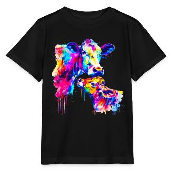 Kuh mit Kalb - Stanley/Stella Kinder T-Shirt MINI CREATOR  - Schwarz - Vorne - Mikhail (115cm)