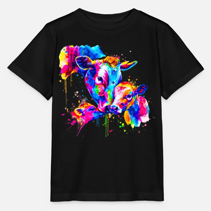Cow with 3 calves - Stanley/Stella MINI CREATOR Kids’ T-Shirt - black