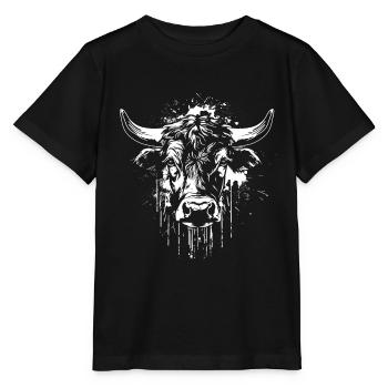 Hérens Kuh, Schweizer Kampfkuh - Stanley/Stella Kinder T-Shirt MINI CREATOR  - Schwarz - Vorne - Mikhail (115cm)