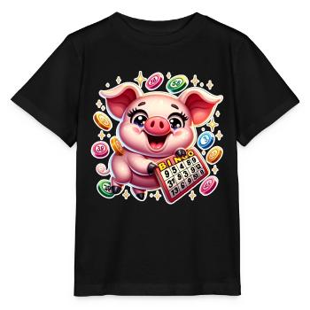 loto, cochon, bingo - T-shirt bio MINI CREATOR Stanley/Stella Enfant - noir - Devant - Mikhail (115cm)