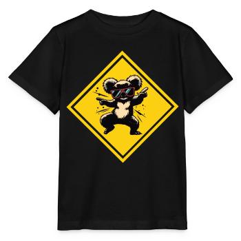 Dancing koala - sunglasses on traffic sign - Stanley/Stella MINI CREATOR Kids’ T-Shirt - black - Front - Mikhail (115cm)