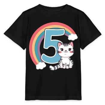 Chat mignon - 5e anniversaire - 5 ans - T-shirt bio MINI CREATOR Stanley/Stella Enfant - noir - Devant - Mikhail (115cm)