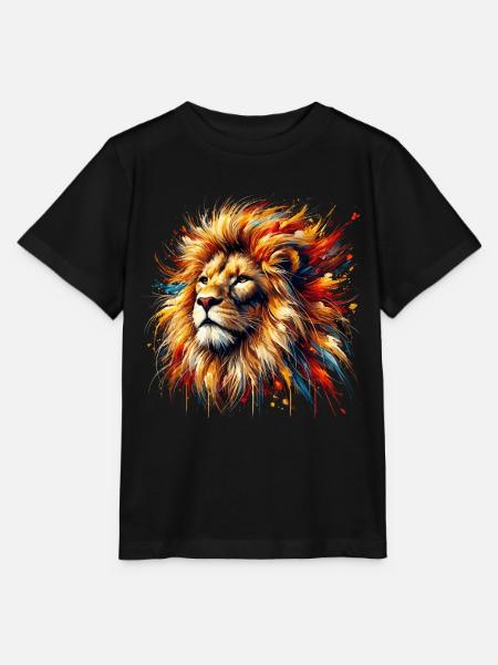 Löwe im Aquarell, bunt - Stanley/Stella Kinder T-Shirt MINI CREATOR  - Schwarz