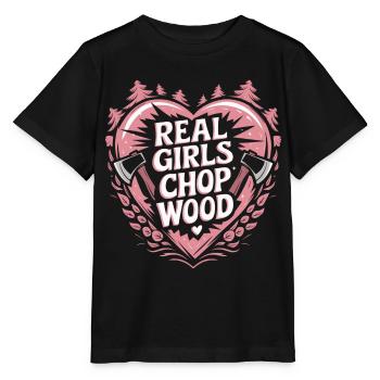 Holzfällerin Holz hacken Frauen - Stanley/Stella Kinder T-Shirt MINI CREATOR  - Schwarz - Vorne - Mikhail (115cm)