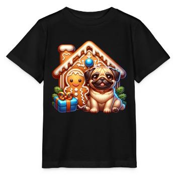 Mops Lebkuchen - Stanley/Stella Kinder T-Shirt MINI CREATOR  - Schwarz - Vorne - Mikhail (115cm)