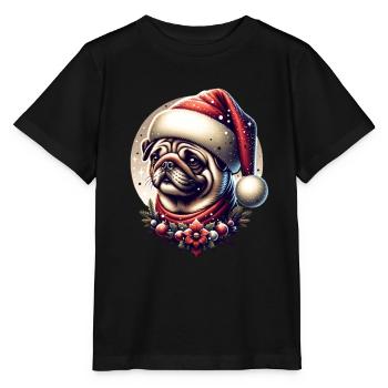 Chute de neige de carlin de Noël - T-shirt bio MINI CREATOR Stanley/Stella Enfant - noir - Devant - Mikhail (115cm)