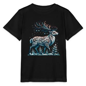 Rentier Winter Schnee Winterurlaub - Stanley/Stella Kinder T-Shirt MINI CREATOR  - Schwarz - Vorne - Mikhail (115cm)