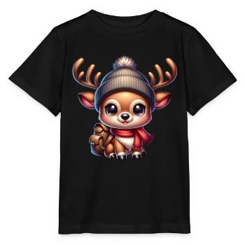 École Renne Écolier Écolier Temps Scolaire Noël - T-shirt bio MINI CREATOR Stanley/Stella Enfant - noir - Devant - Mikhail (115cm)