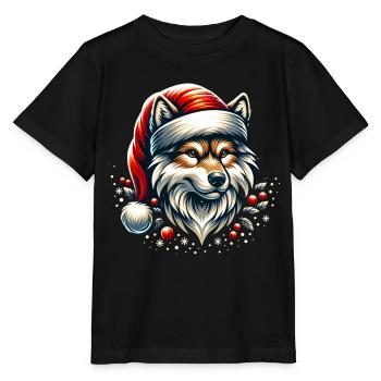 Weihnachtlicher Wolf - Stanley/Stella Kinder T-Shirt MINI CREATOR  - Schwarz - Vorne - Mikhail (115cm)