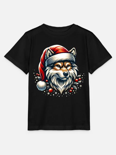 Weihnachtlicher Wolf - Stanley/Stella Kinder T-Shirt MINI CREATOR - Schwarz