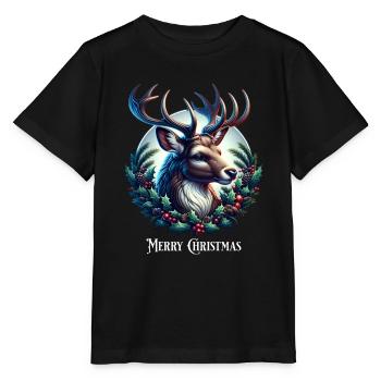 Cerf Cerf Bois Tête de cerf Noël - T-shirt bio MINI CREATOR Stanley/Stella Enfant - noir - Devant - Mikhail (115cm)