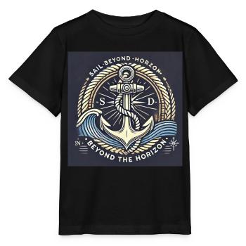 Au-delà de l’horizon Ancre maritime motif intemporel - T-shirt bio MINI CREATOR Stanley/Stella Enfant - noir - Devant - Mikhail (115cm)