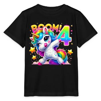 Unicorn Dab Birthday Shirt 4 - Stanley/Stella MINI CREATOR Kids’ T-Shirt - black - Front - Mikhail (115cm)